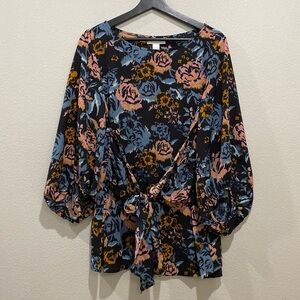 Motherhood Maternity Black Floral 3/4 Sleeve Blouse Size M